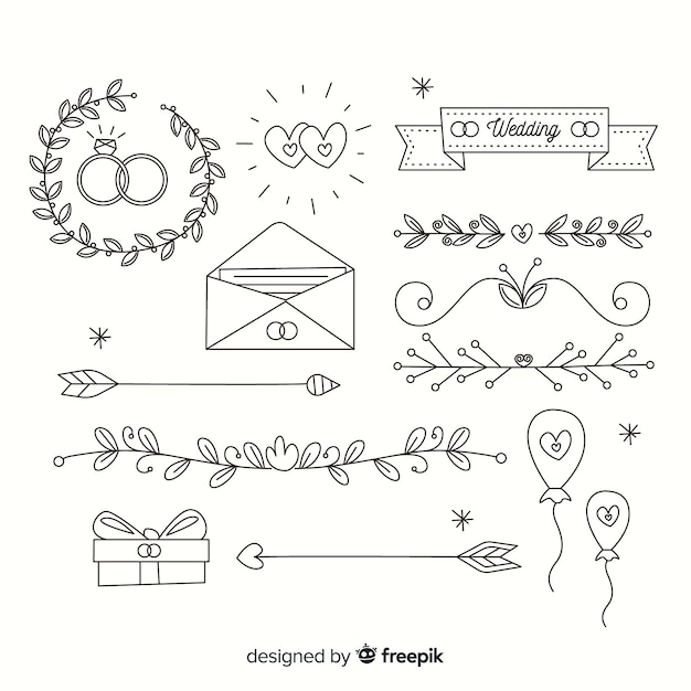 Hand drawn wedding ornament collection