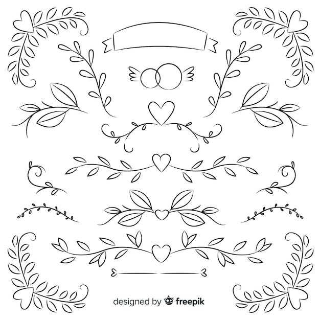 Hand drawn wedding ornament collection