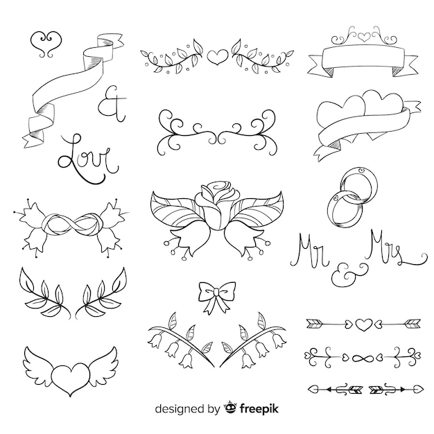 Hand drawn wedding ornament collection