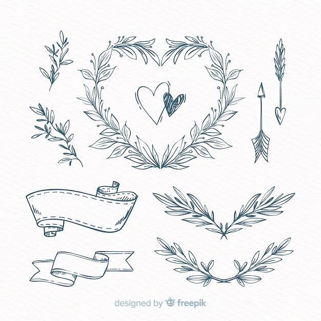 Free Vector hand drawn wedding ornament collection