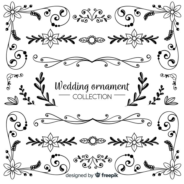 Hand drawn wedding ornament collection