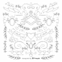 Free vector hand drawn wedding ornament collection