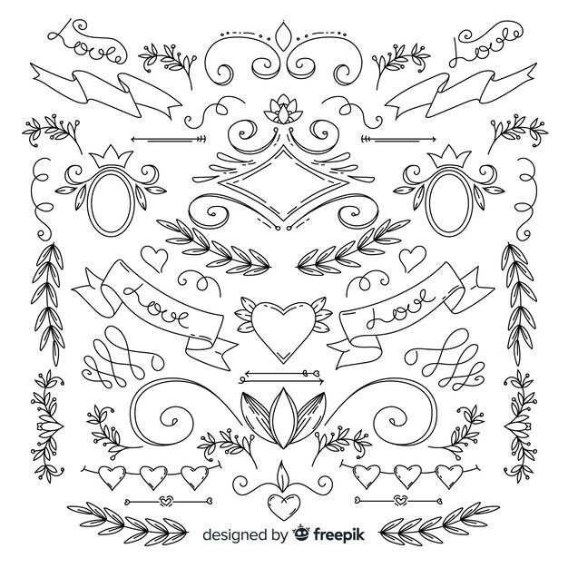 Hand drawn wedding ornament collection