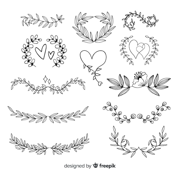 Hand drawn wedding ornament collection