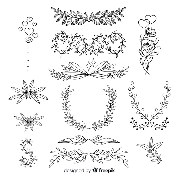 Hand drawn wedding ornament collection