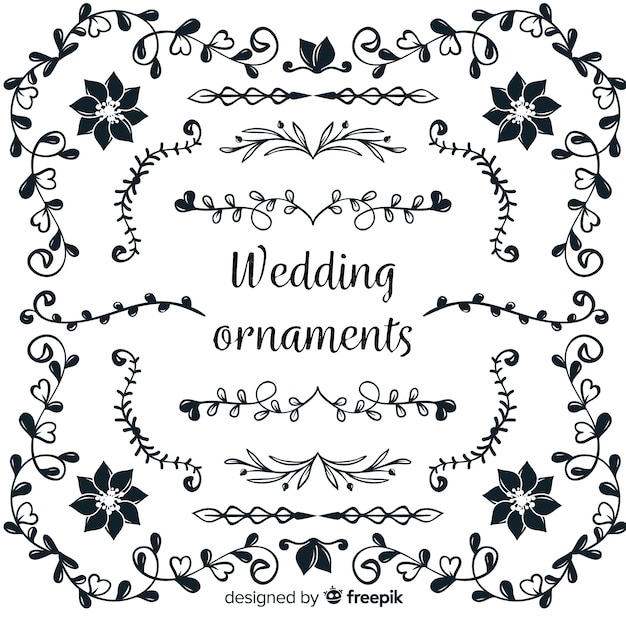 Hand drawn wedding ornament collection