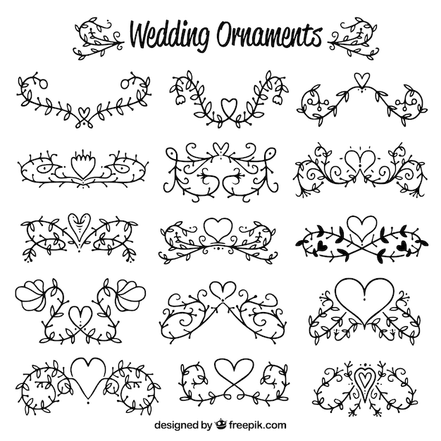 Hand drawn wedding ornaments collection