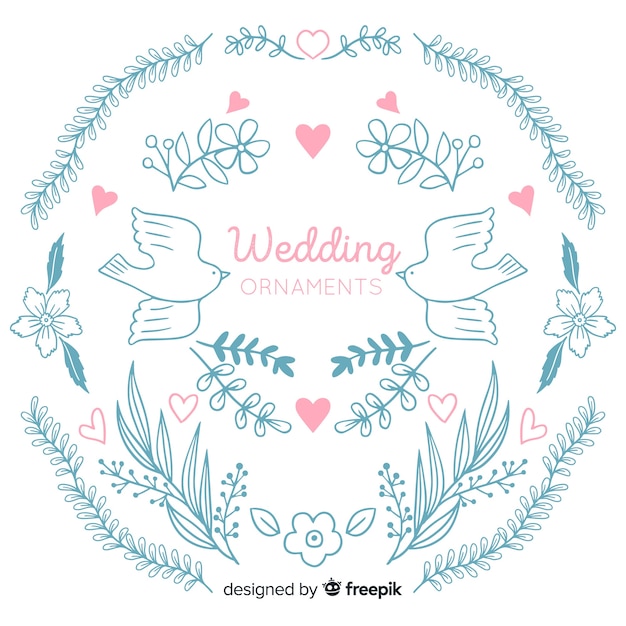 Hand drawn wedding ornaments collection