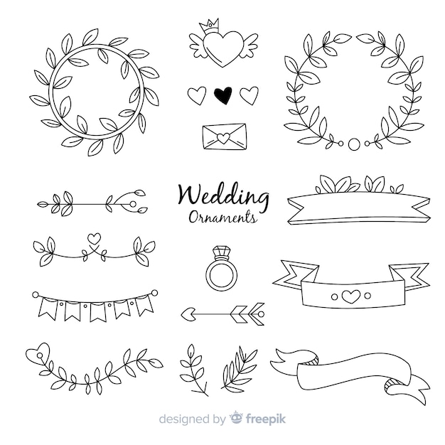 Hand drawn wedding ornaments collection