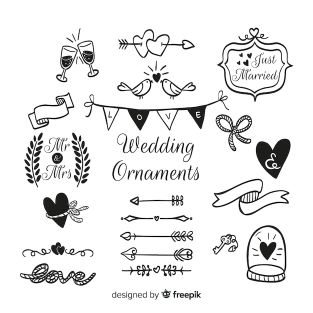 Hand drawn wedding ornaments collection