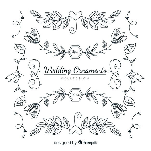 Hand drawn wedding ornaments collection