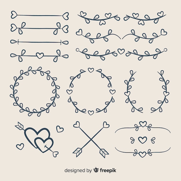 Hand drawn wedding ornaments collection