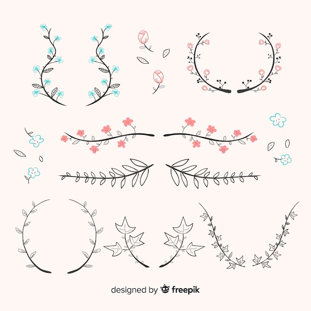 Free vector hand drawn wedding ornaments collection