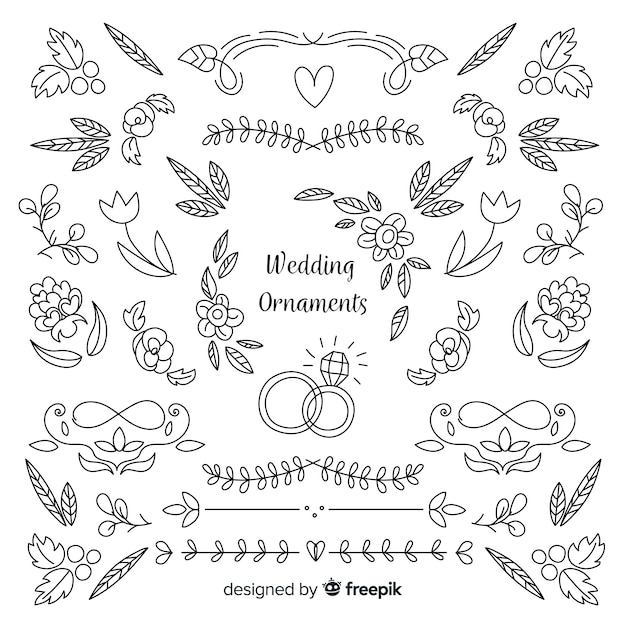 Hand drawn wedding ornaments collection