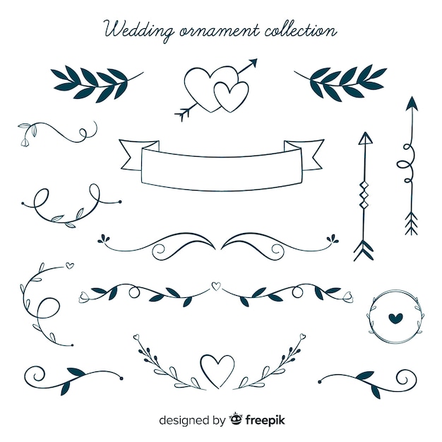 Hand drawn wedding ornaments collection