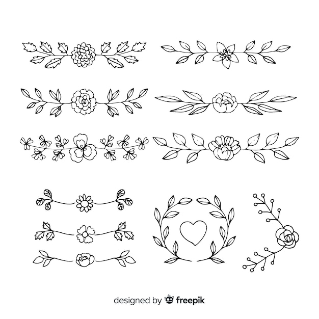 Hand drawn wedding ornaments collection