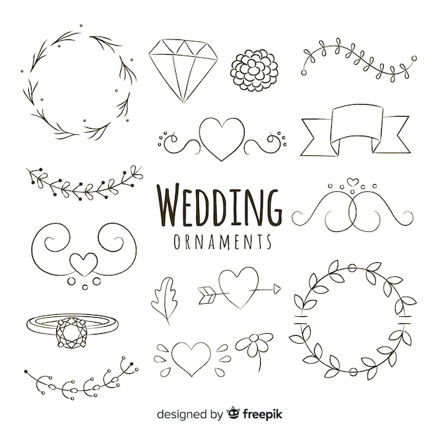 Free Vector hand drawn wedding ornaments collection