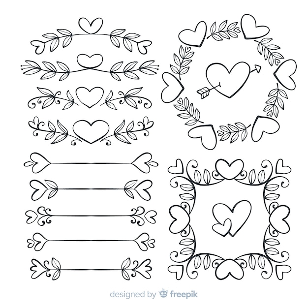 Hand drawn wedding ornaments collection