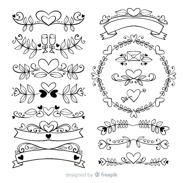 Hand drawn wedding ornaments collection