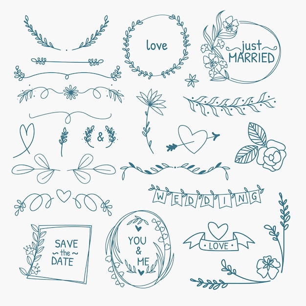 Hand drawn wedding ornaments collection