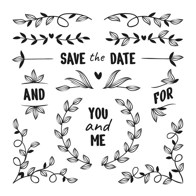 Hand drawn wedding ornaments collection