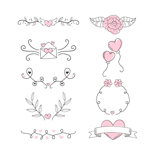 Hand drawn wedding ornaments collection