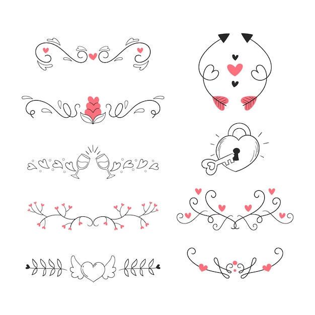 Hand drawn wedding ornaments collection