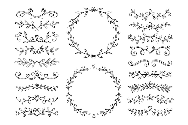 Hand drawn wedding ornaments collection