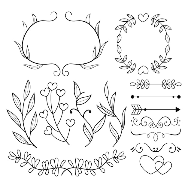 Hand drawn wedding ornaments collection