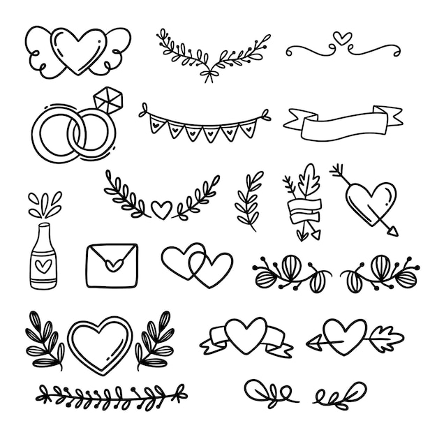 Hand drawn wedding ornaments collection