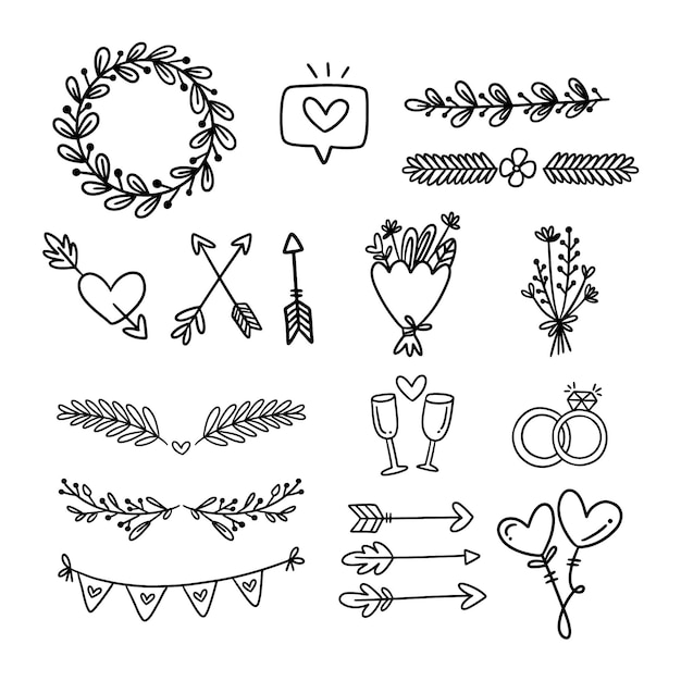 Free Vector hand drawn wedding ornaments collection