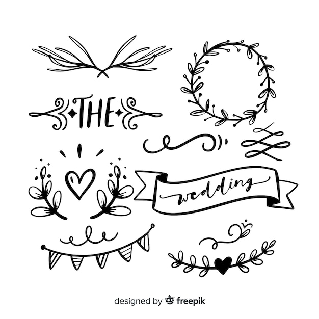 Hand drawn wedding ornaments collection