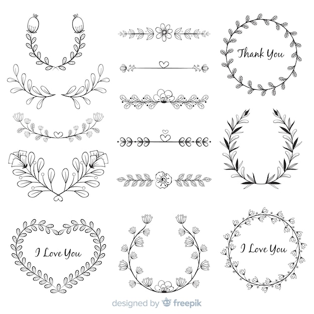 Free Vector hand drawn wedding ornaments collection