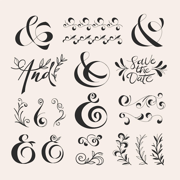 Free Vector hand drawn wedding ornaments pack