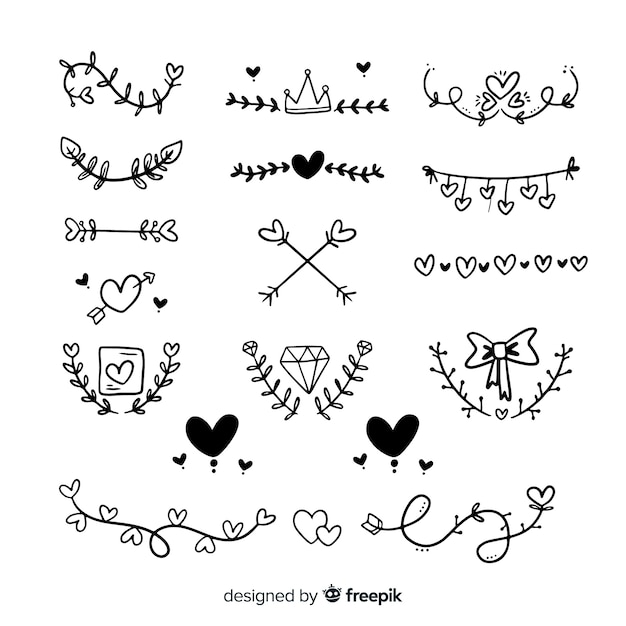 Free vector hand drawn wedding ornaments set