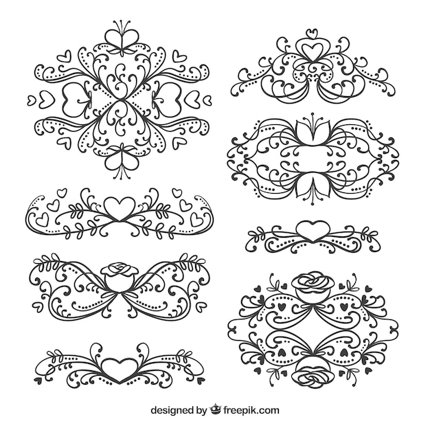 Free vector hand drawn wedding ornaments