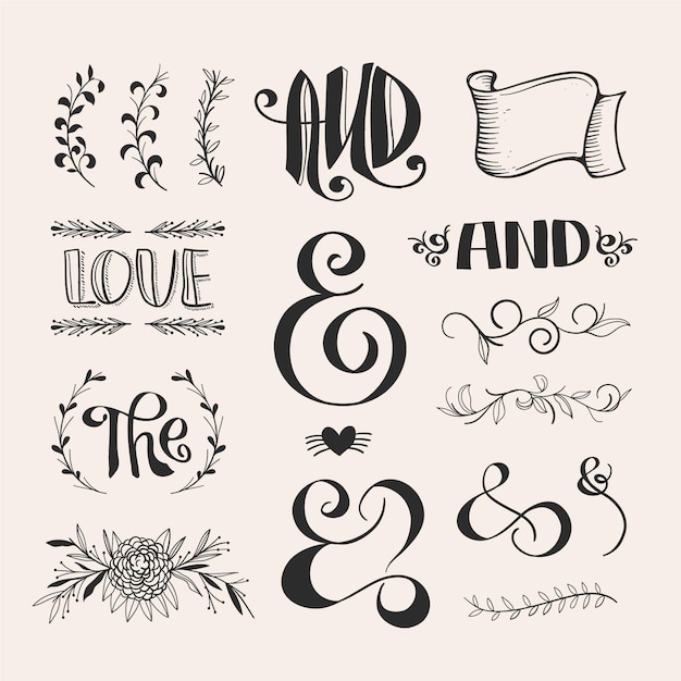 Free Vector hand drawn wedding ornaments