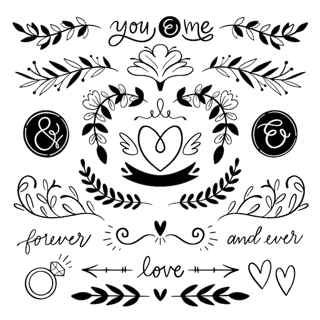 Free Vector hand drawn wedding ornaments