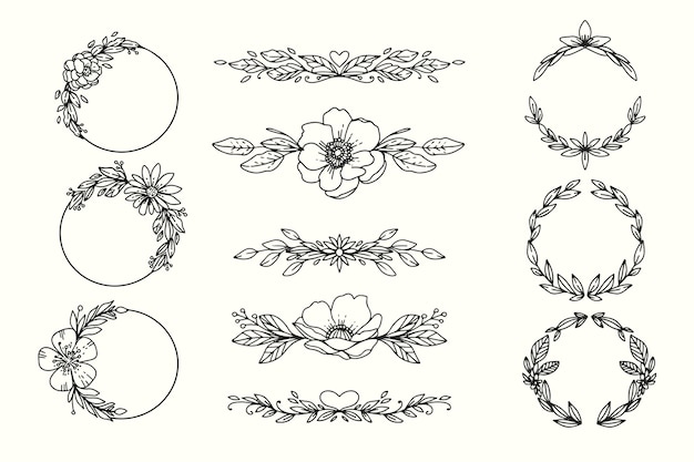 Hand drawn wedding ornaments