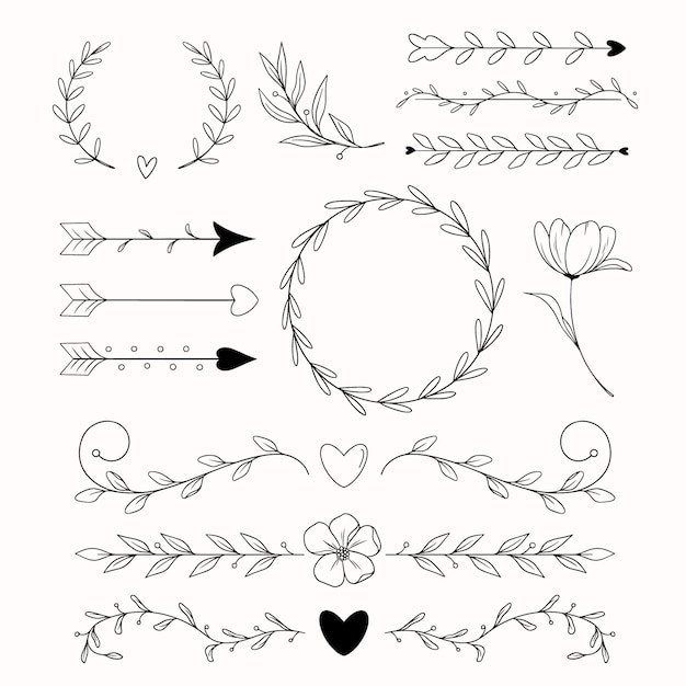 Free Vector hand drawn wedding ornaments