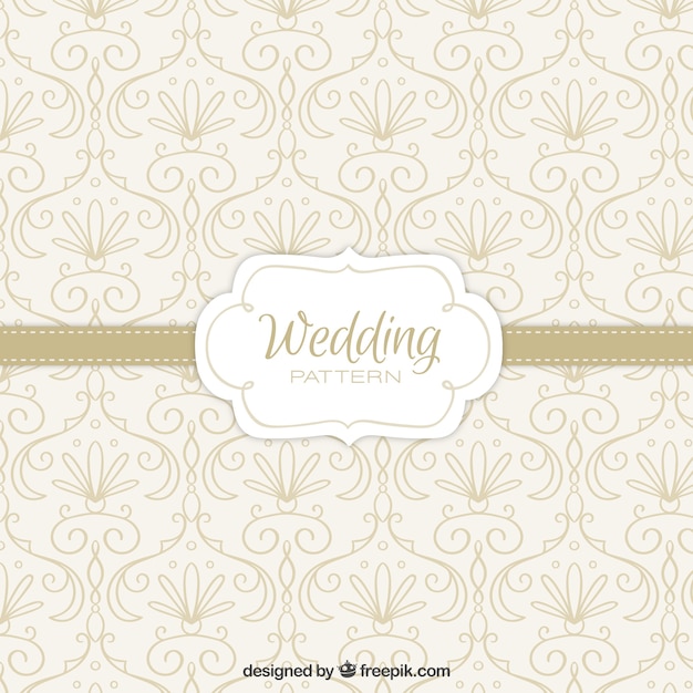 Free vector hand drawn wedding pattern with floral details