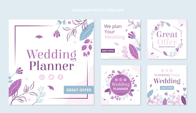 Hand drawn wedding planner instagram post