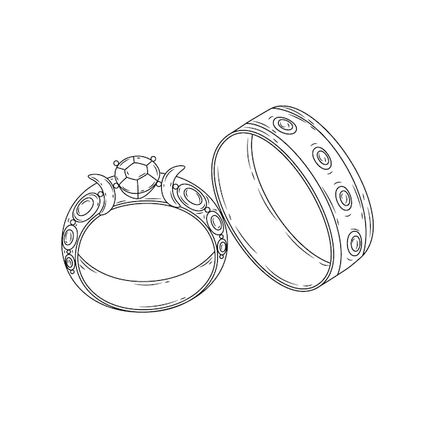 Free vector hand drawn wedding ring outline illustration