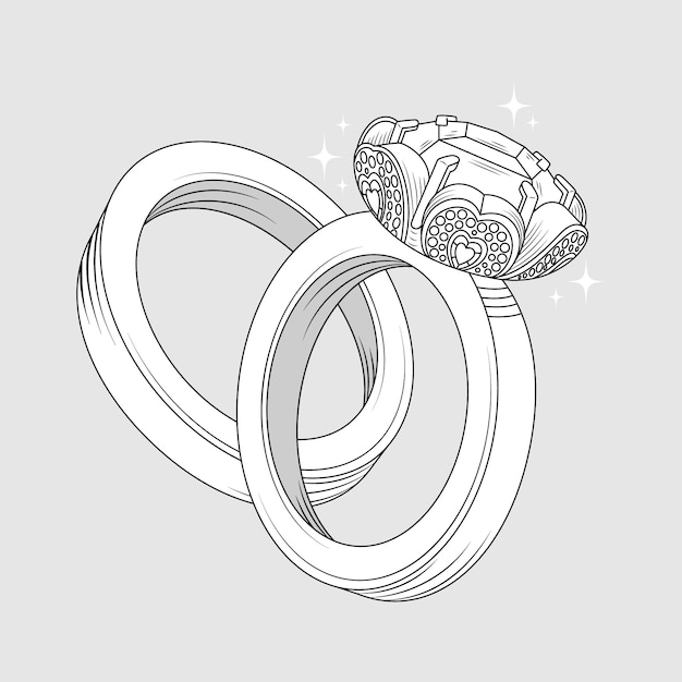 Free Vector hand drawn wedding ring outline illustration