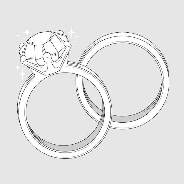 Free vector hand drawn wedding ring outline illustration