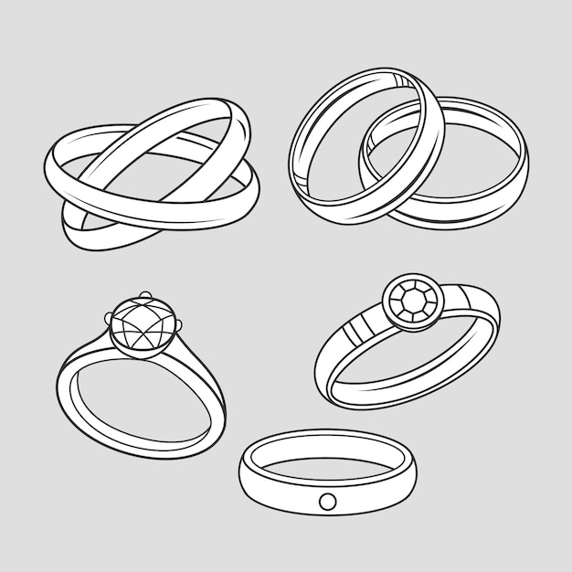 Free Vector hand drawn wedding ring outline illustration