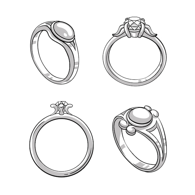 Free vector hand drawn wedding ring outline illustration