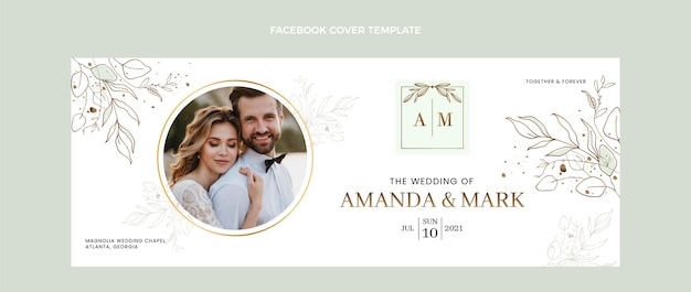 Hand drawn wedding social media cover template