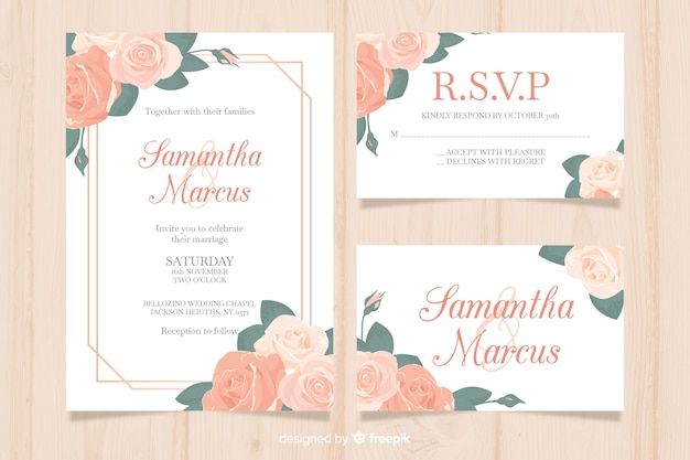 Hand drawn wedding stationery template collection