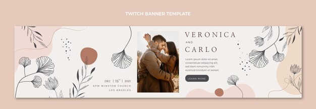 Free vector hand drawn wedding twitch banner